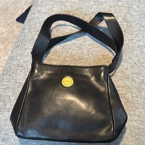 Baleno Sleek Black Leather Shoulder Bag with Gold Accent